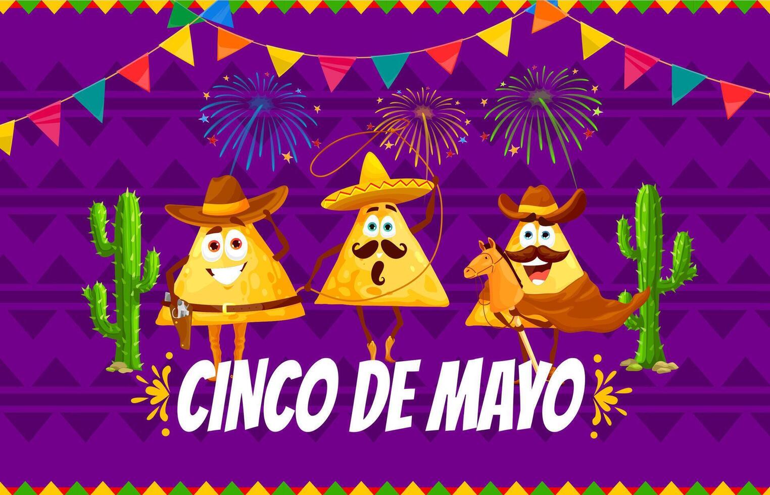 nachos papas fritas vaqueros cinco Delaware mayonesa mexicano fiesta vector