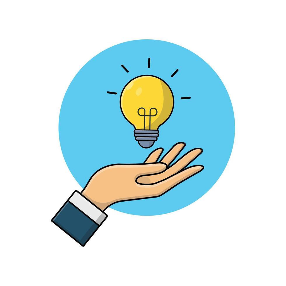 Hand Holding Lightbulb Vector Illustration. Creative Idea Concept