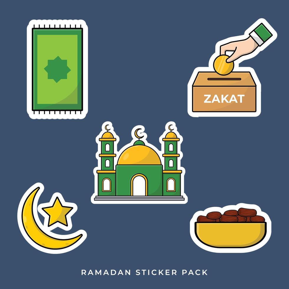 Ramadan Special Islamic Sticker Set vector