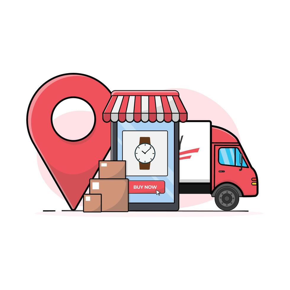 Online Shopping and Delivery Service Concept Vector Illustration