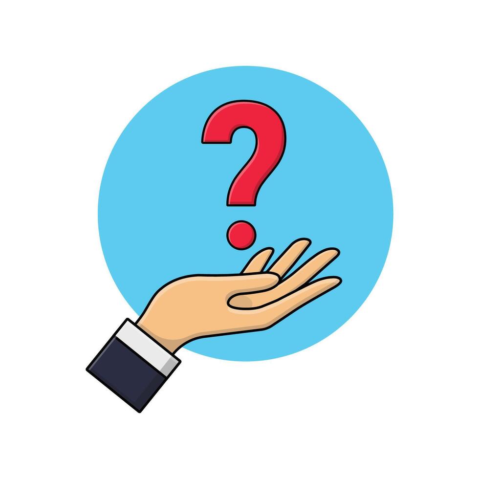 Hand Holding Question Mark Vector Illustration. Help and Support Concept