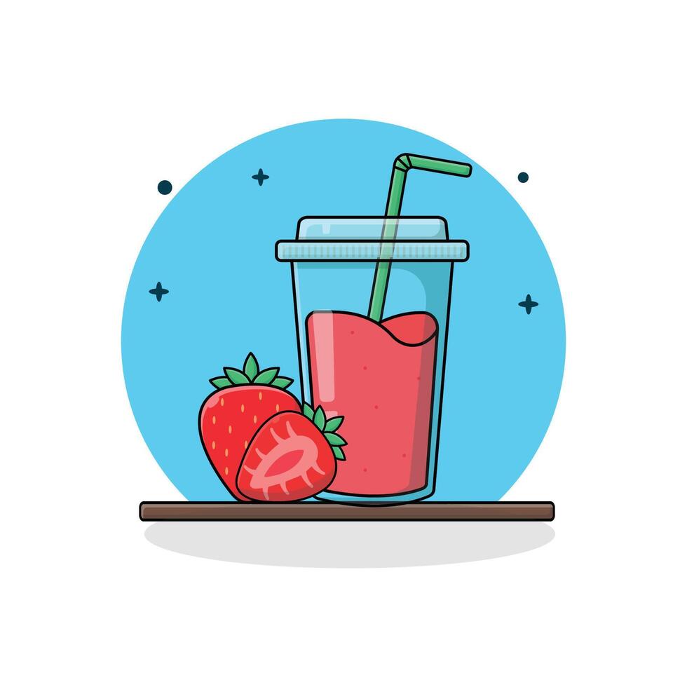 Strawberry Juice Vector Illustration. Fresh Fruit Juice Concept