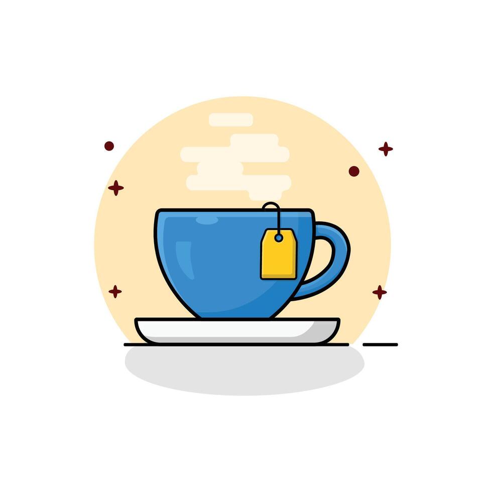 té taza con té bolso vector ilustración. té hora concepto