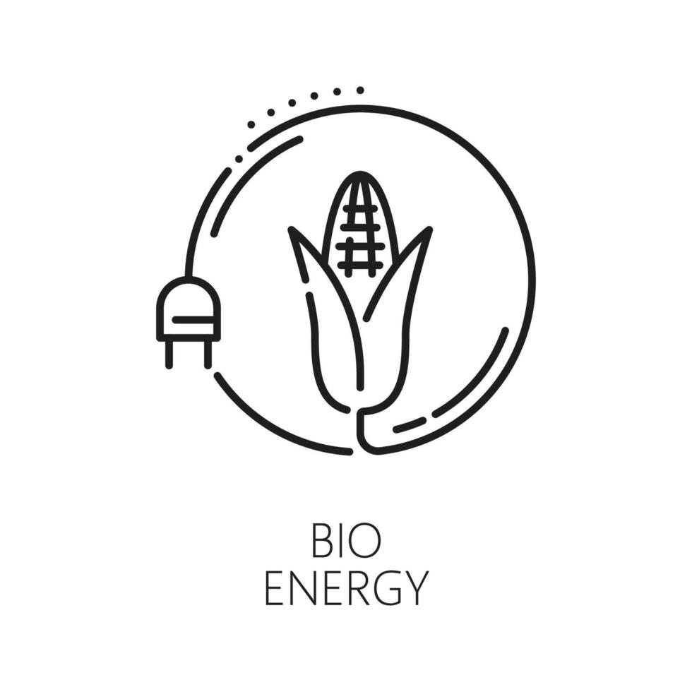 Eco power, green bio energy thin line icon vector