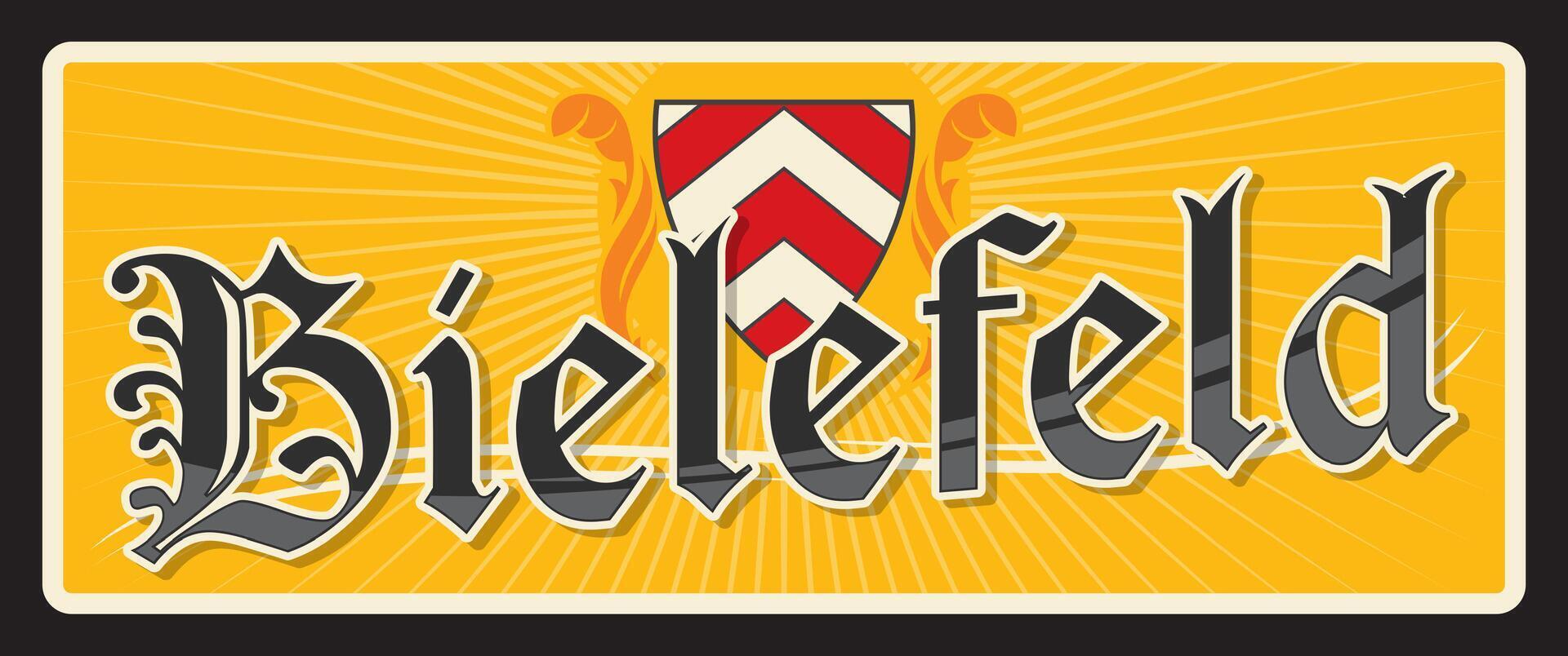 Bielefeld German city, vintage travel plate vector