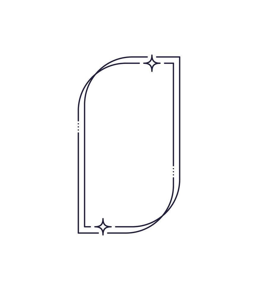 Minimal line frame, stars and sparkles border vector