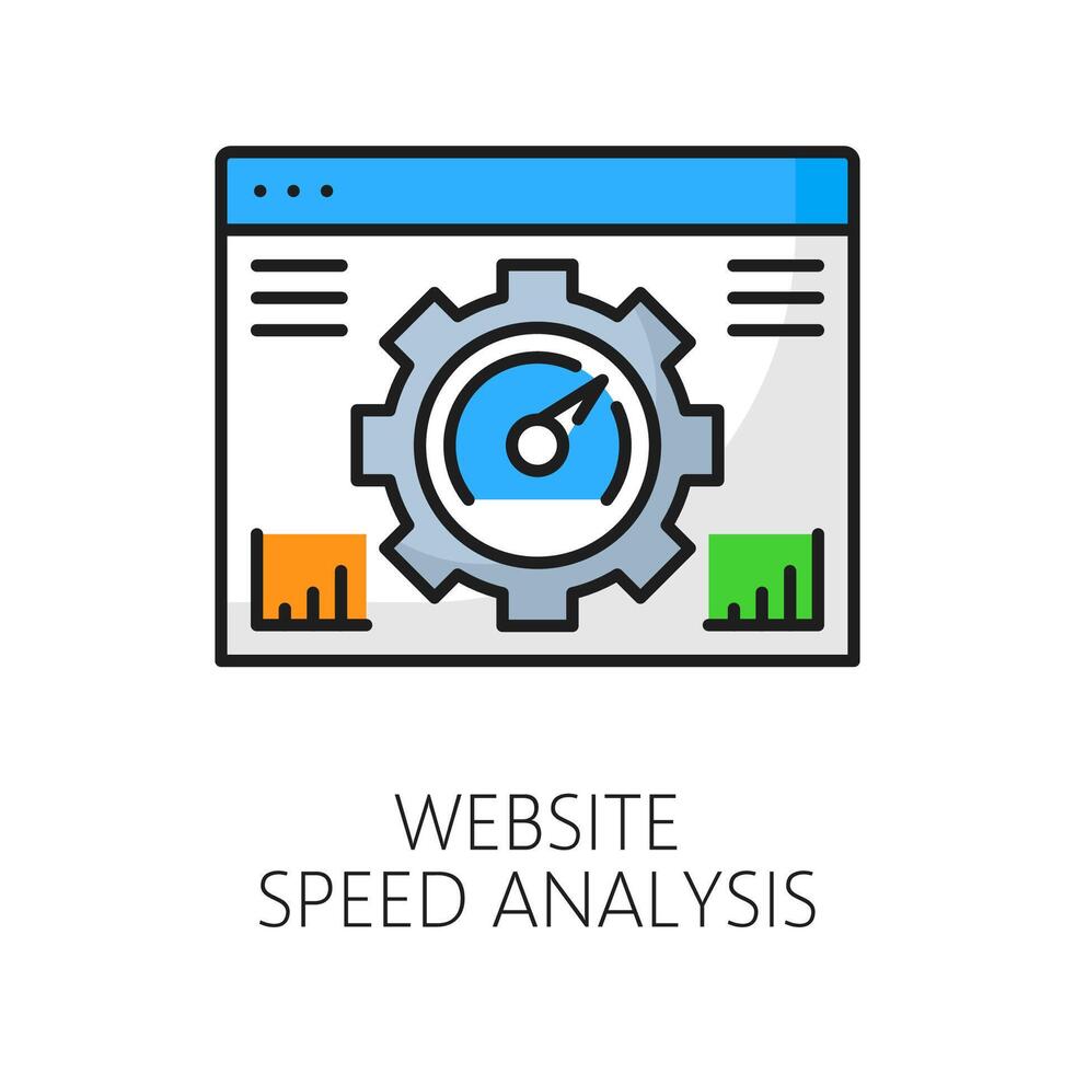 Website speed analysis. Web audit color line icon vector