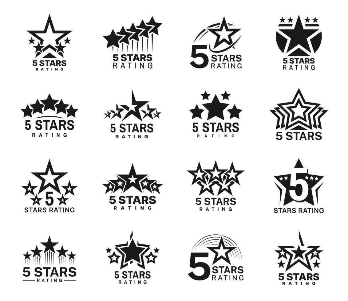 cinco 5 5 estrella clasificación, mejor premio o revisión íconos vector