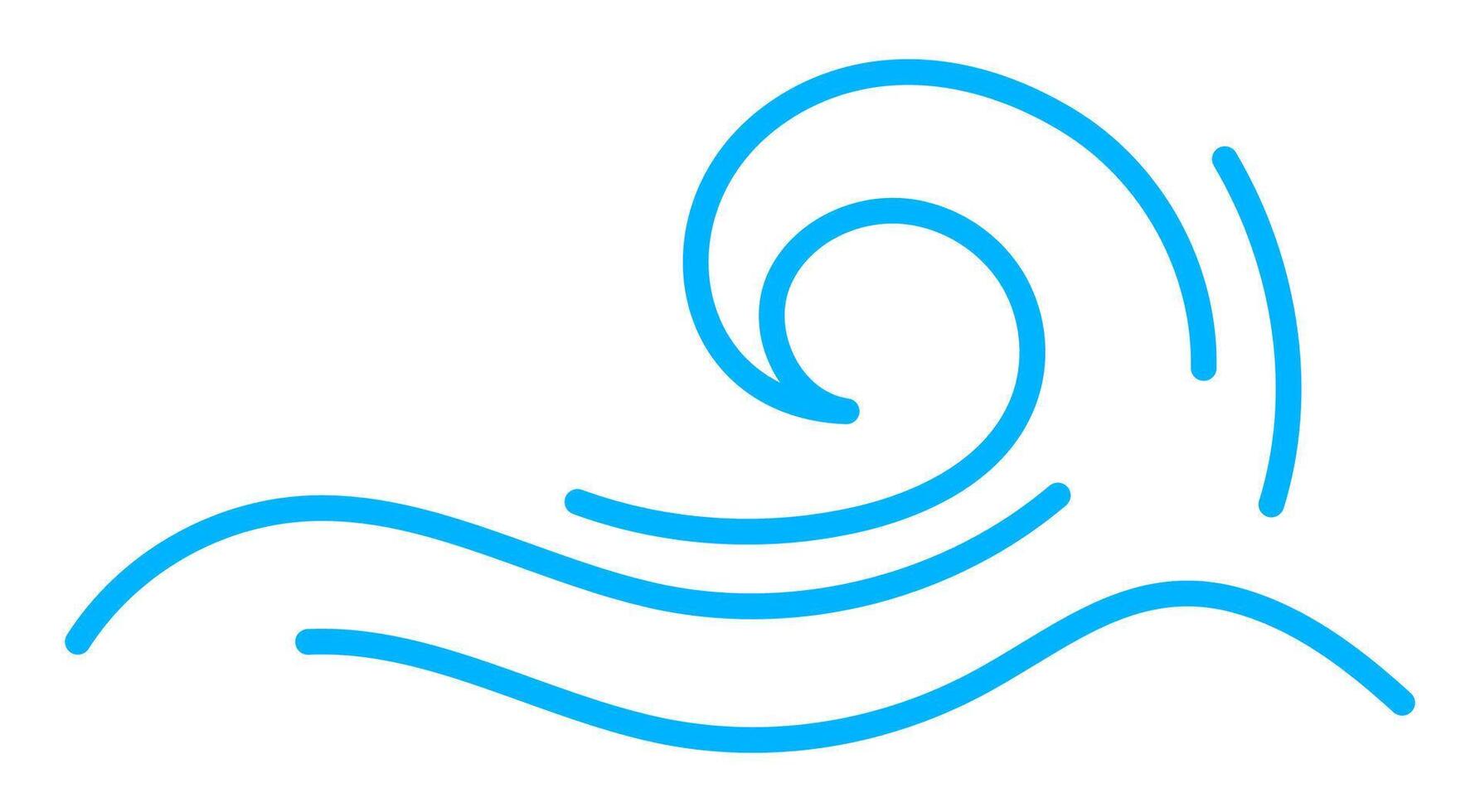 Sea wave line, ocean ripple surf, tide curly wave vector