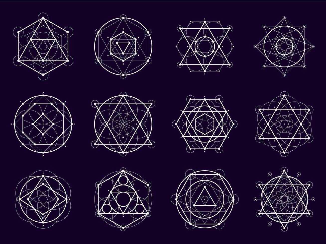 Sacred geometric shapes. Mystery, esoteric symbols vector