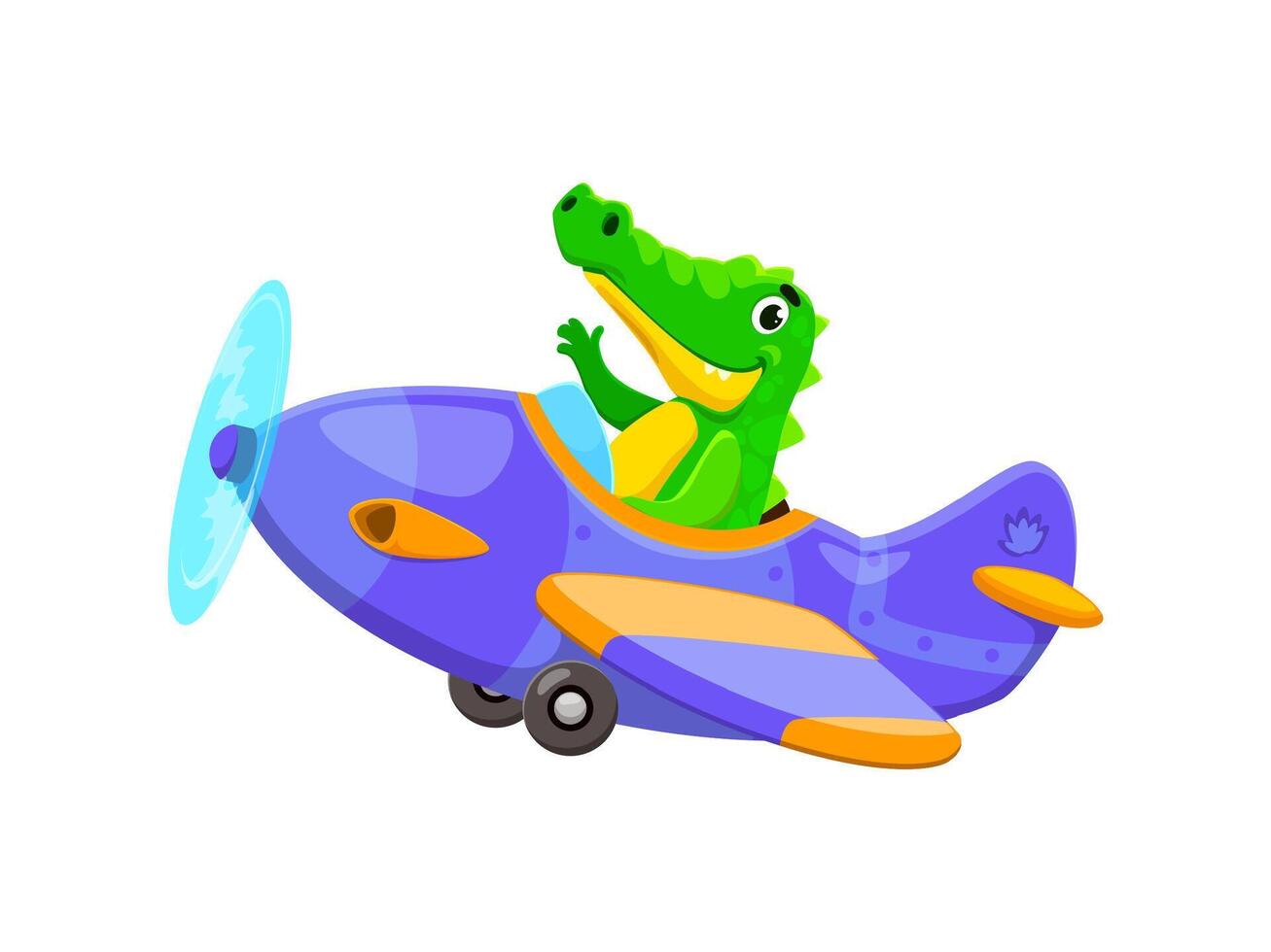bebé cocodrilo animal personaje piloto en avión vector
