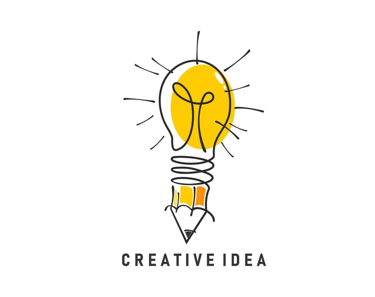 creativo idea ligero bulbo lápiz, vector icono
