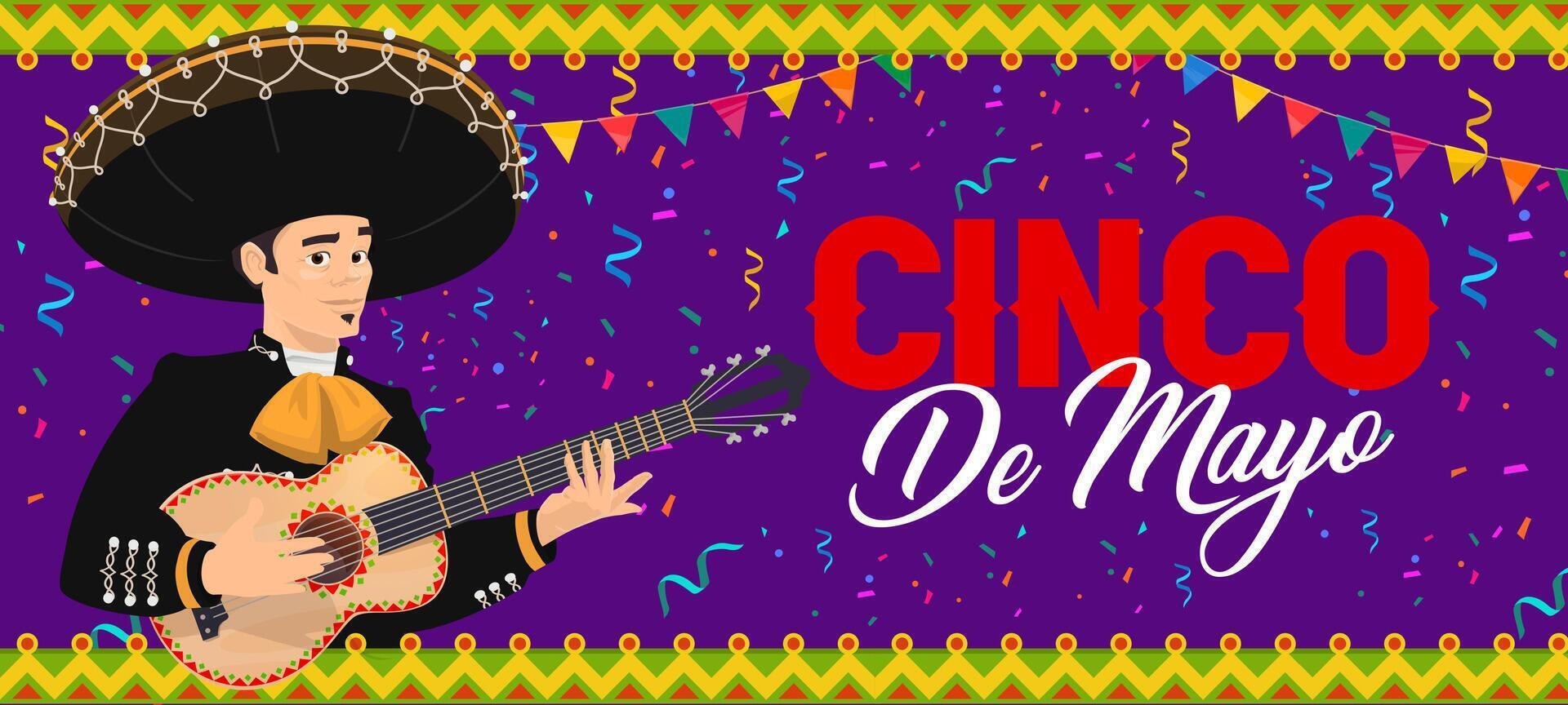 Cinco de Mayo banner with mariachi musician vector
