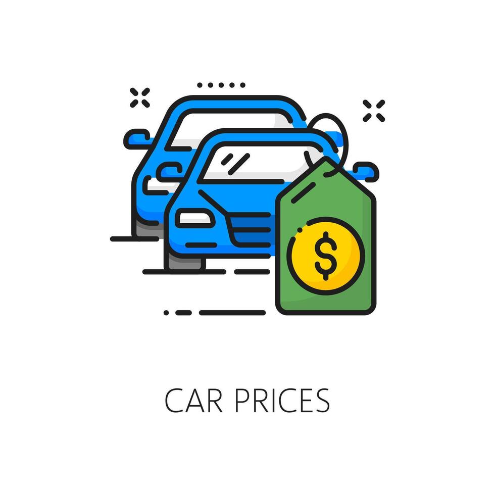 Car prices line icon, dealership and auto dealer vector