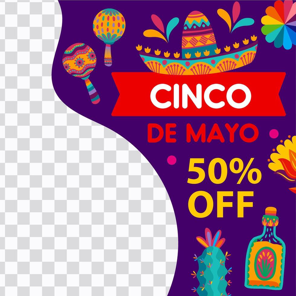 Cinco de Mayo holiday sale banner with sombrero vector