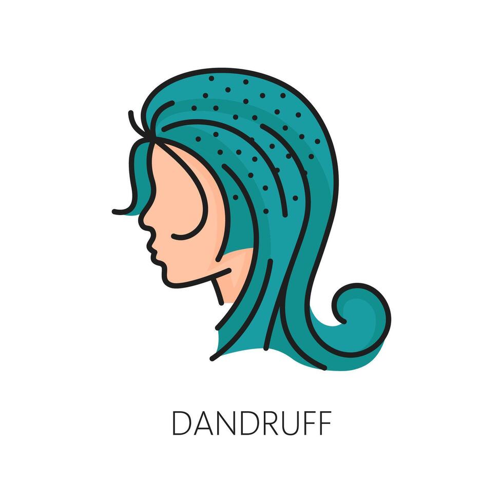 Hair care, dandruff treatment linear color icon vector