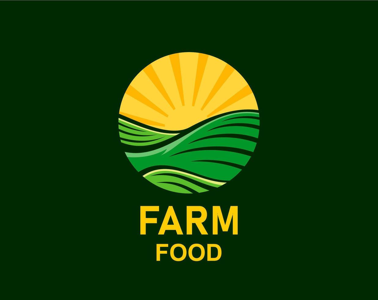 agricultura rural granja comida campo icono o emblema vector