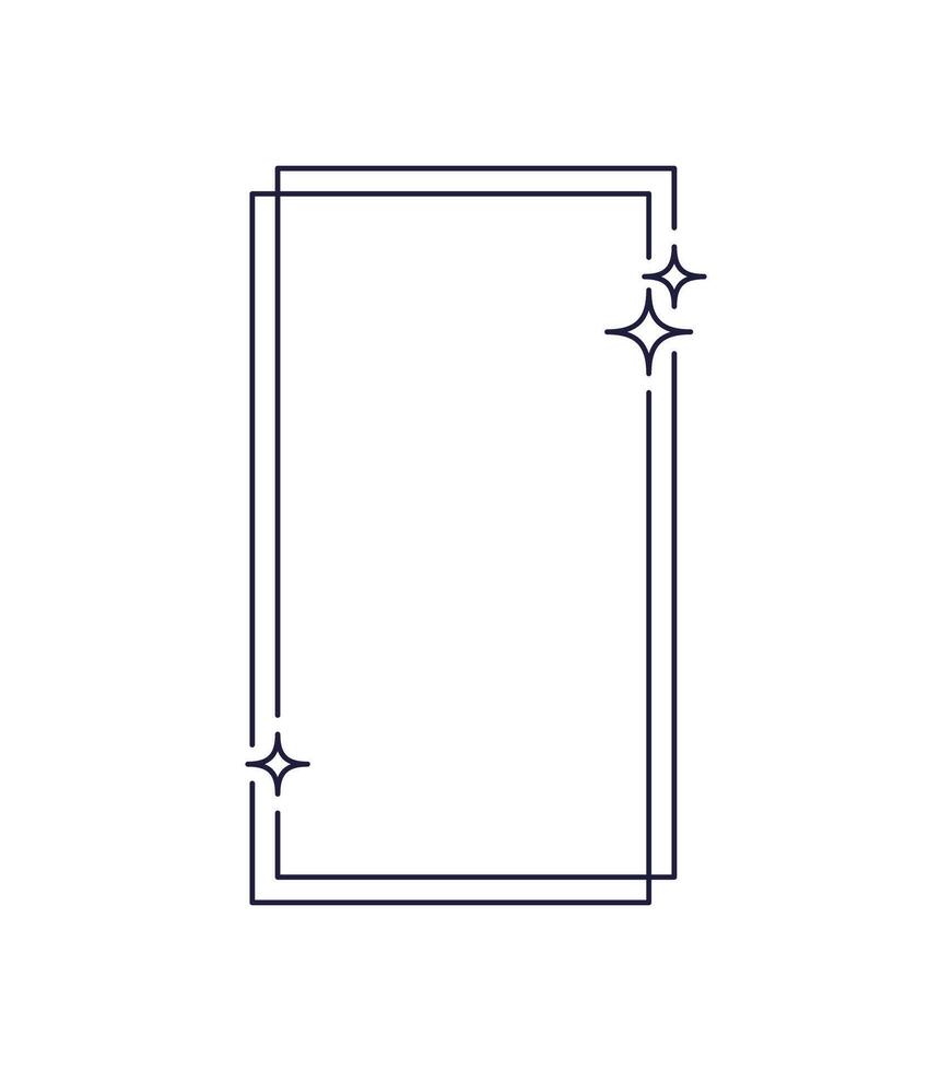 mínimo línea rectángulo marco borde, estrellas, chispas vector
