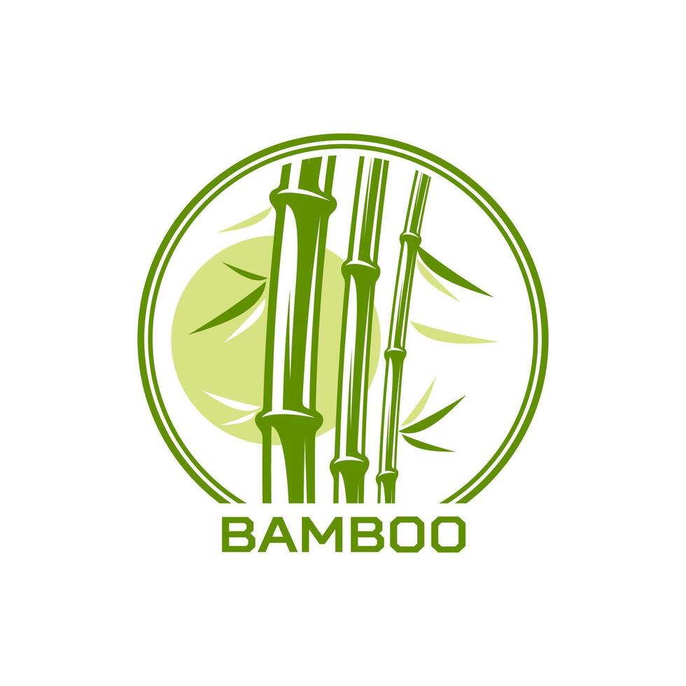 Bamboo icon for Asian SPA, jungle tree, green leaf vector