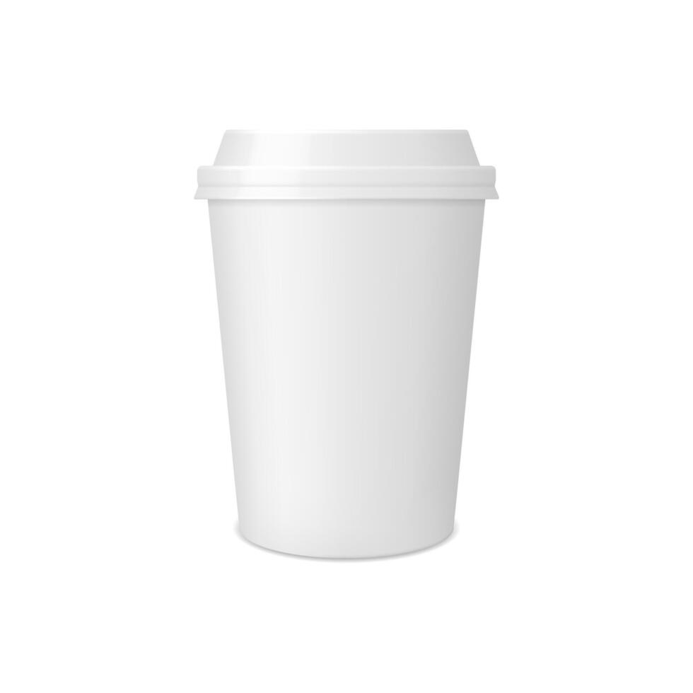 Realistic white coffee paper cup or mug 3d mockup vector