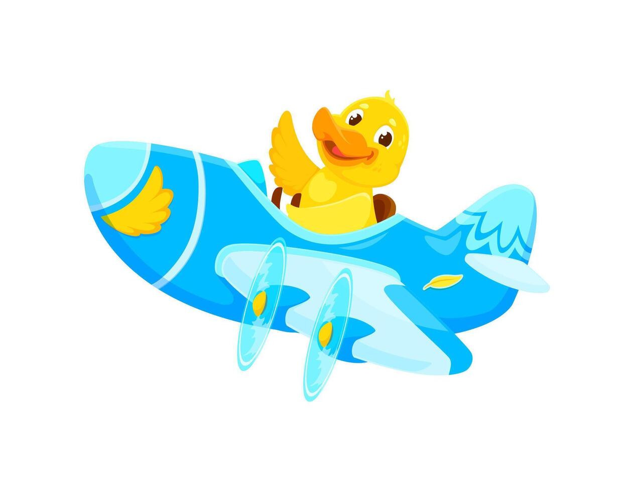 Baby animal character on plane. Cartoon duck pilot vector