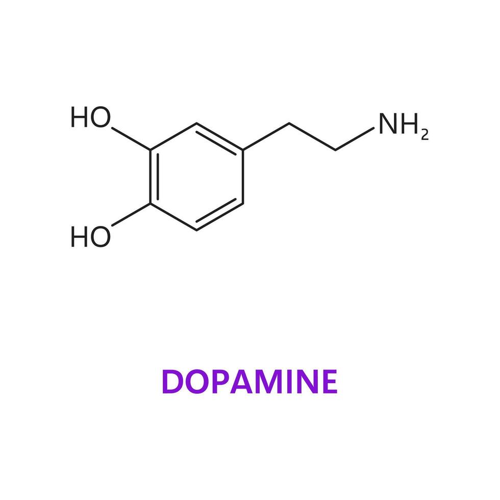 Neurotransmitter Dopamine chemical formula vector