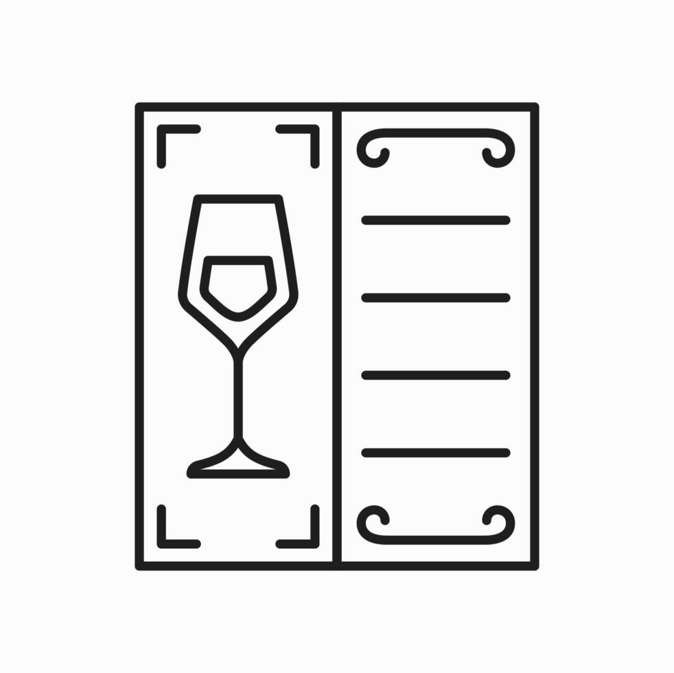 vino saboreo folleto, contorno icono, bar tarjeta vector