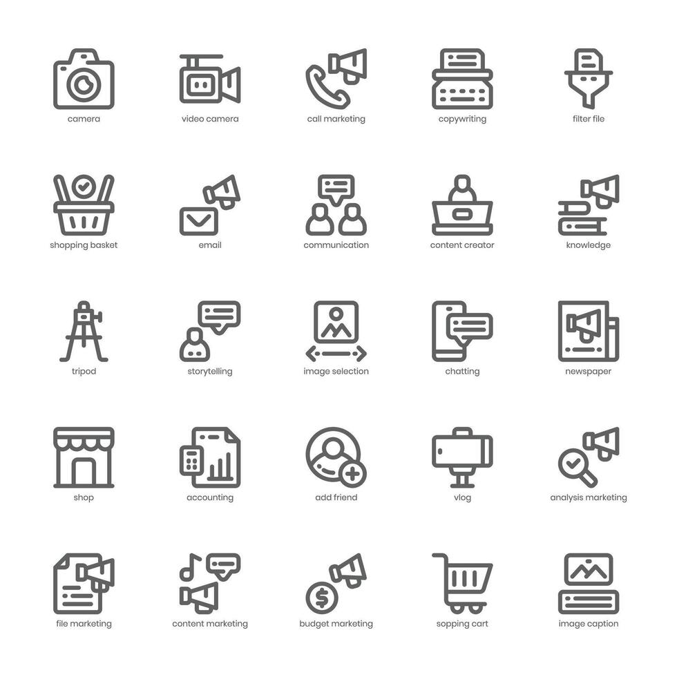 Content Marketing icon pack for your website, mobile, presentation, and logo design. Content Marketing icon outline design. Vector graphics illustration and editable stroke.