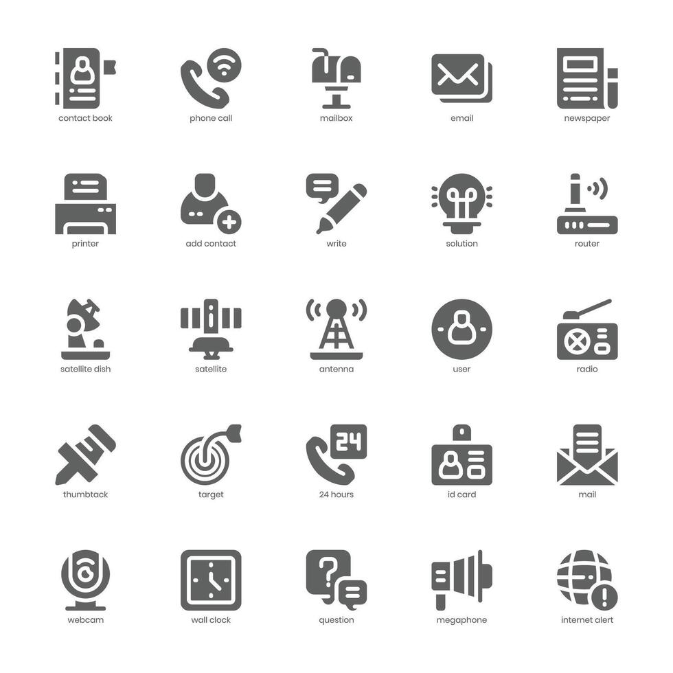 Content Communication icon pack for your website, mobile, presentation, and logo design. Content Communication icon glyph design. Vector graphics illustration and editable stroke.