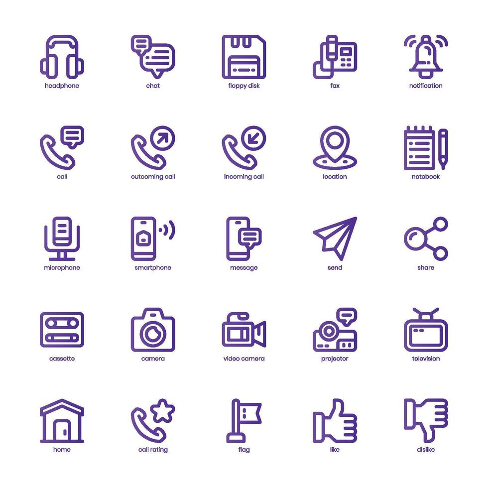 Content Communication icon pack for your website, mobile, presentation, and logo design. Content Communication icon basic line gradient design. Vector graphics illustration and editable stroke.