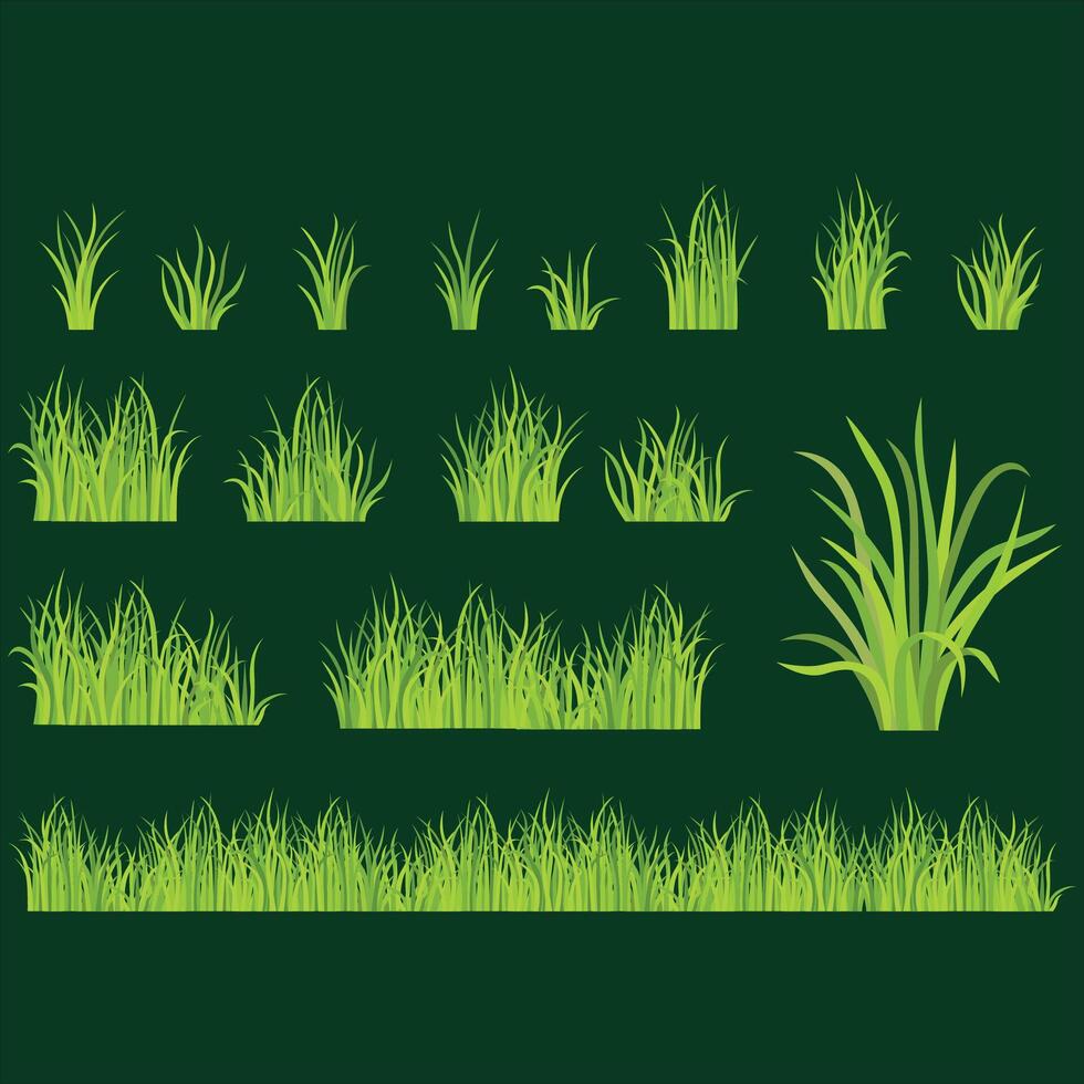 Green grass set of grass vector illustration.