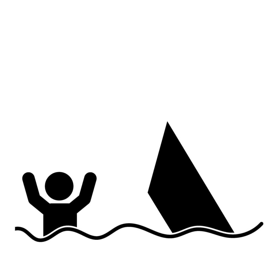 VECTOR ILLUSTRATION OF A MAN DROWNING BY A SHIP