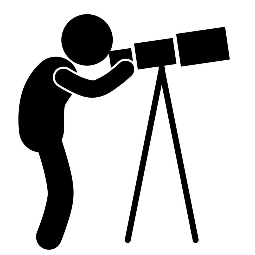 vector illustration of a person using a telescope