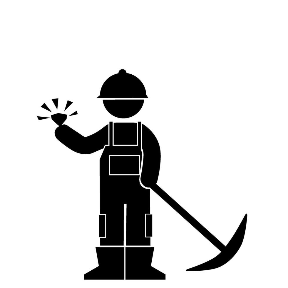 diamond miner vector illustration, miner finds treasure