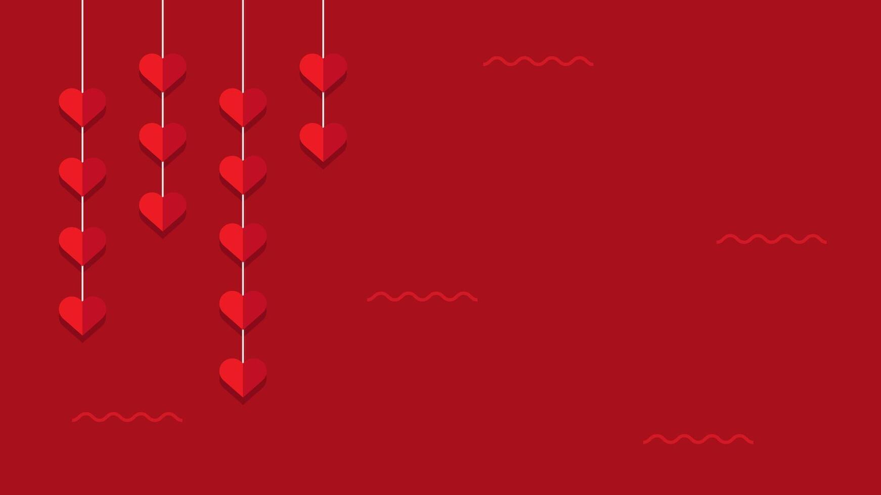 dark red valentine day template background with hanging love shape and some copy space for text suitable for greeting and many more vector
