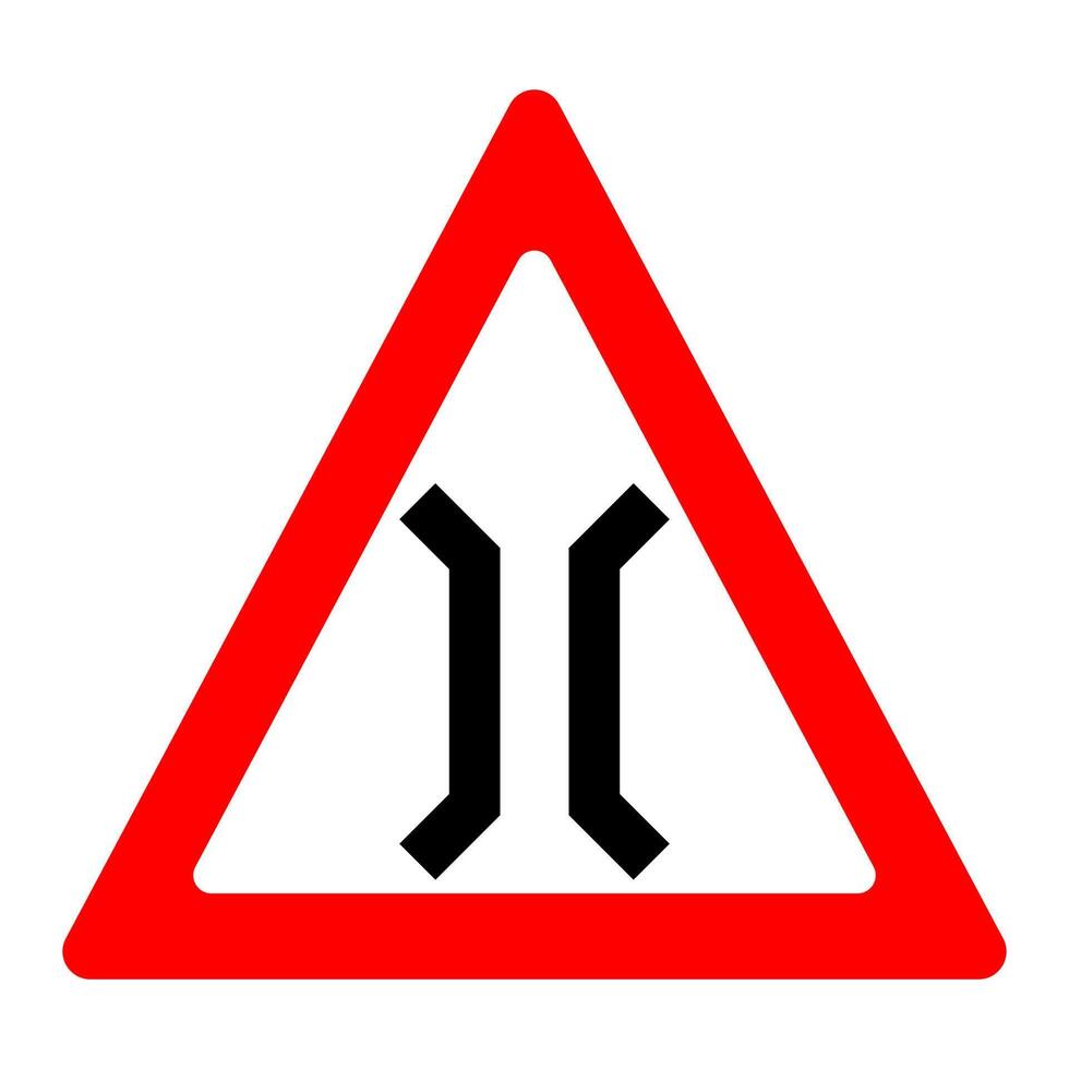 Narrow bridge sign. Vector design.