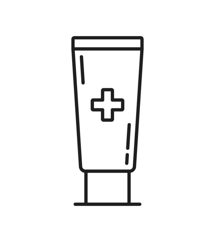 Pharmacy painkiller gel or cream line icon vector