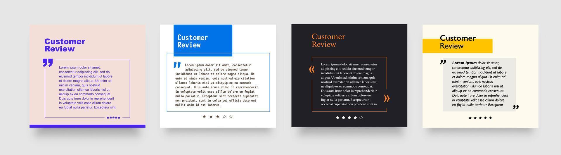 Customer feedback testimony review templates vector