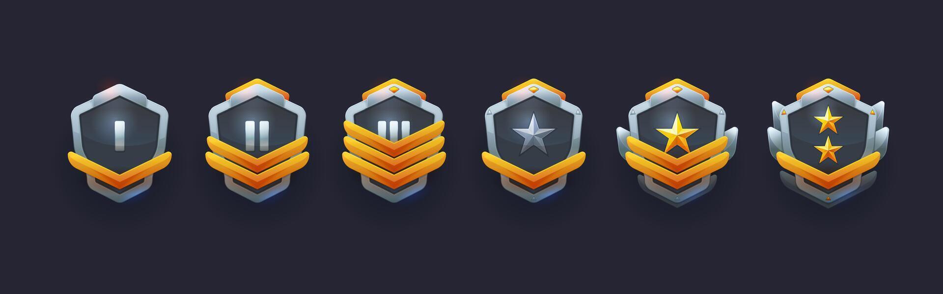 Military game achievement badges or rank awards vector