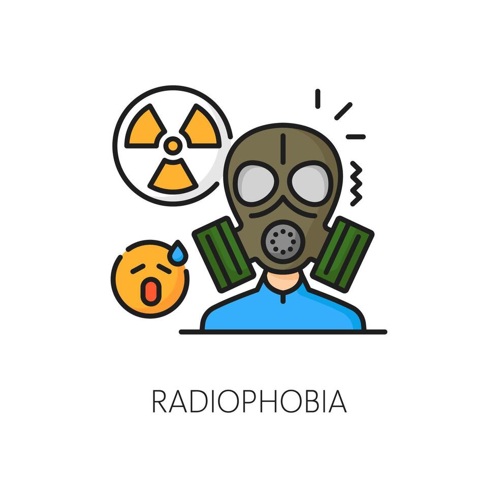 Radiophobia phobia, mental problem line icon vector