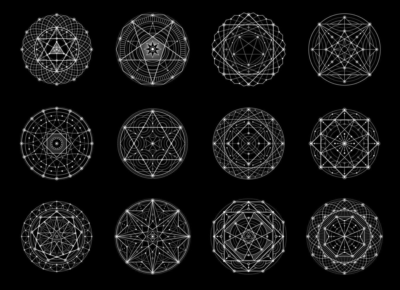 sagrado geometría, esotérico, magia, alquimia símbolos vector
