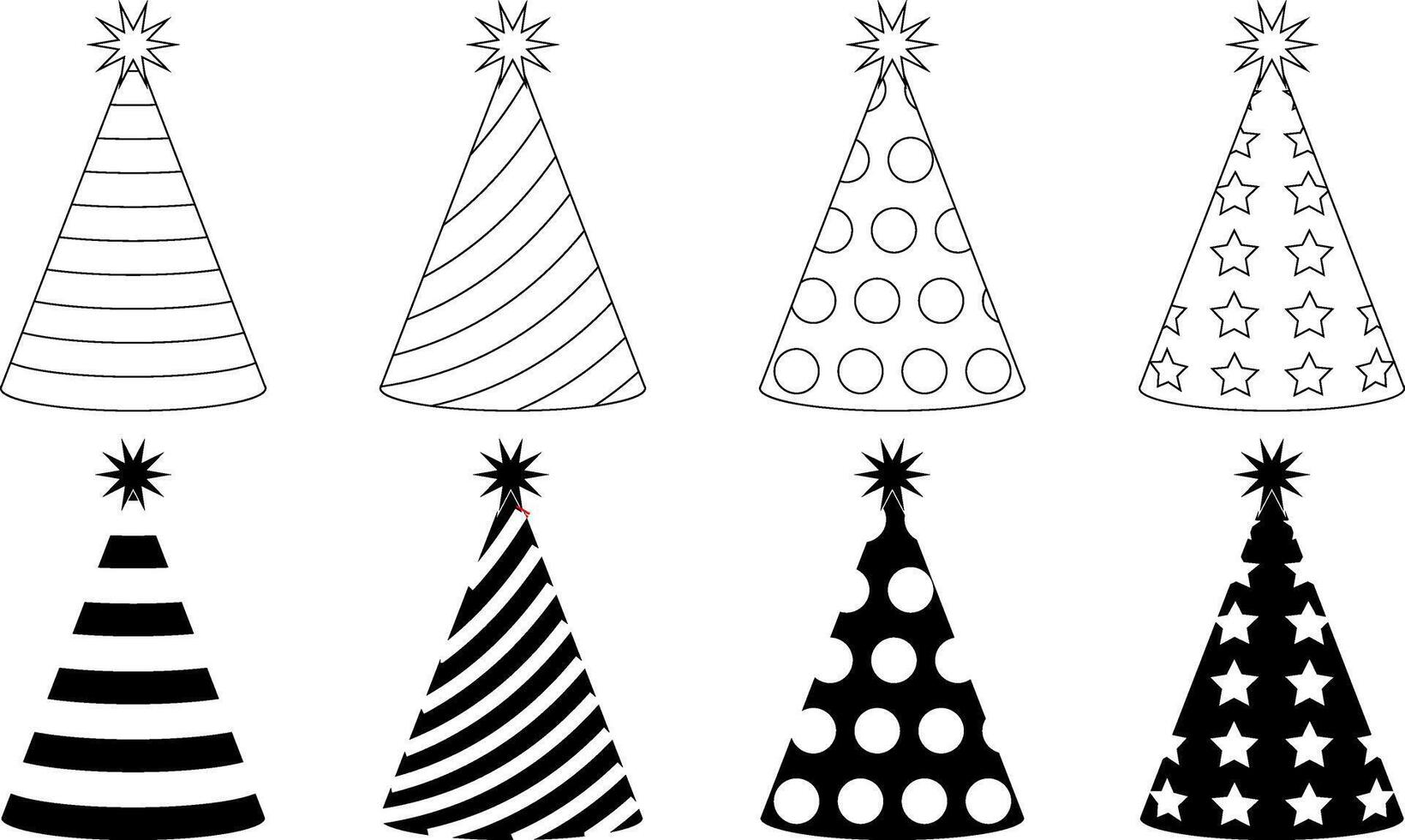 outline silhouette party hat icon set vector