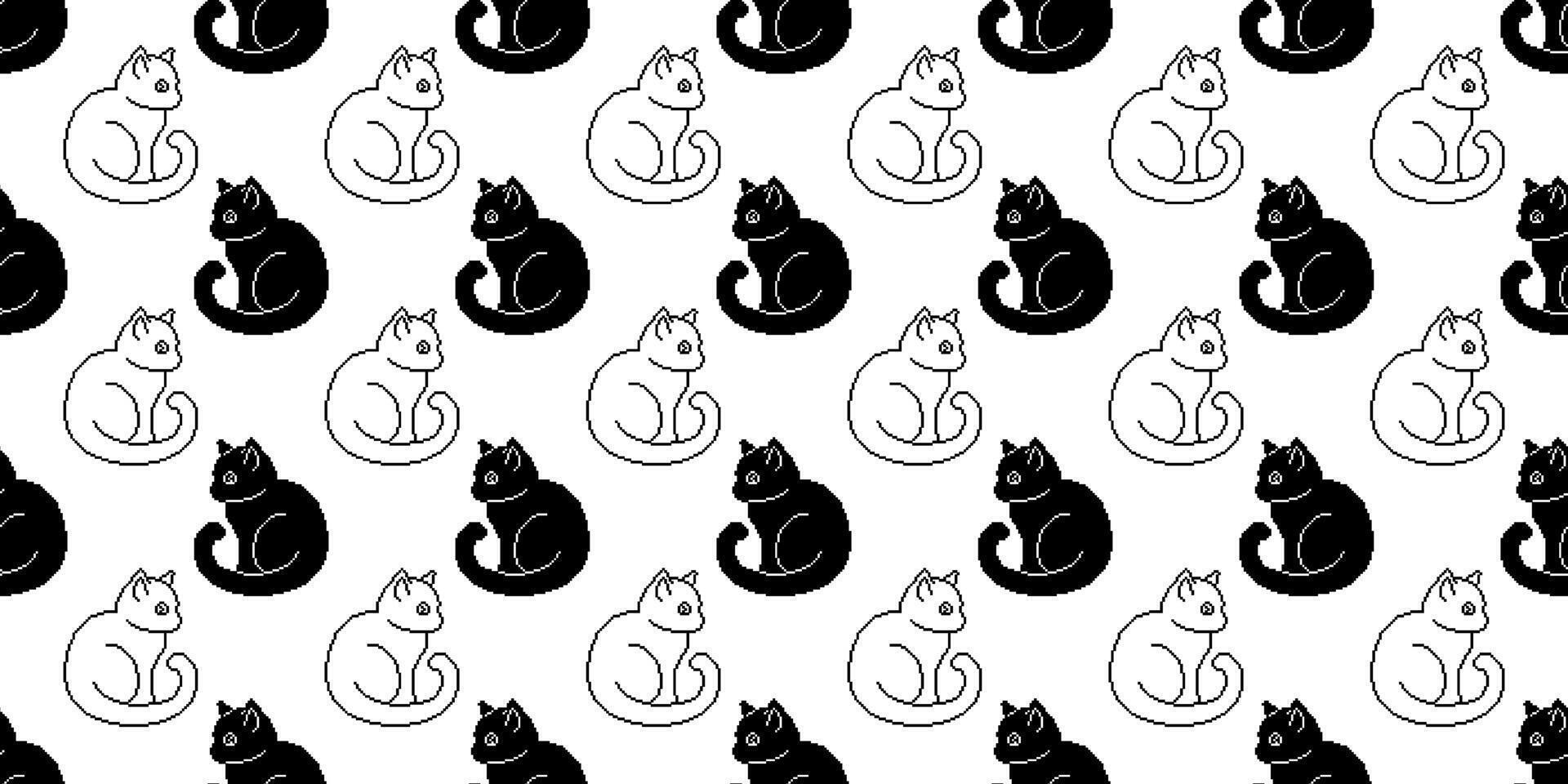 pixel art cat seamless pattern vector