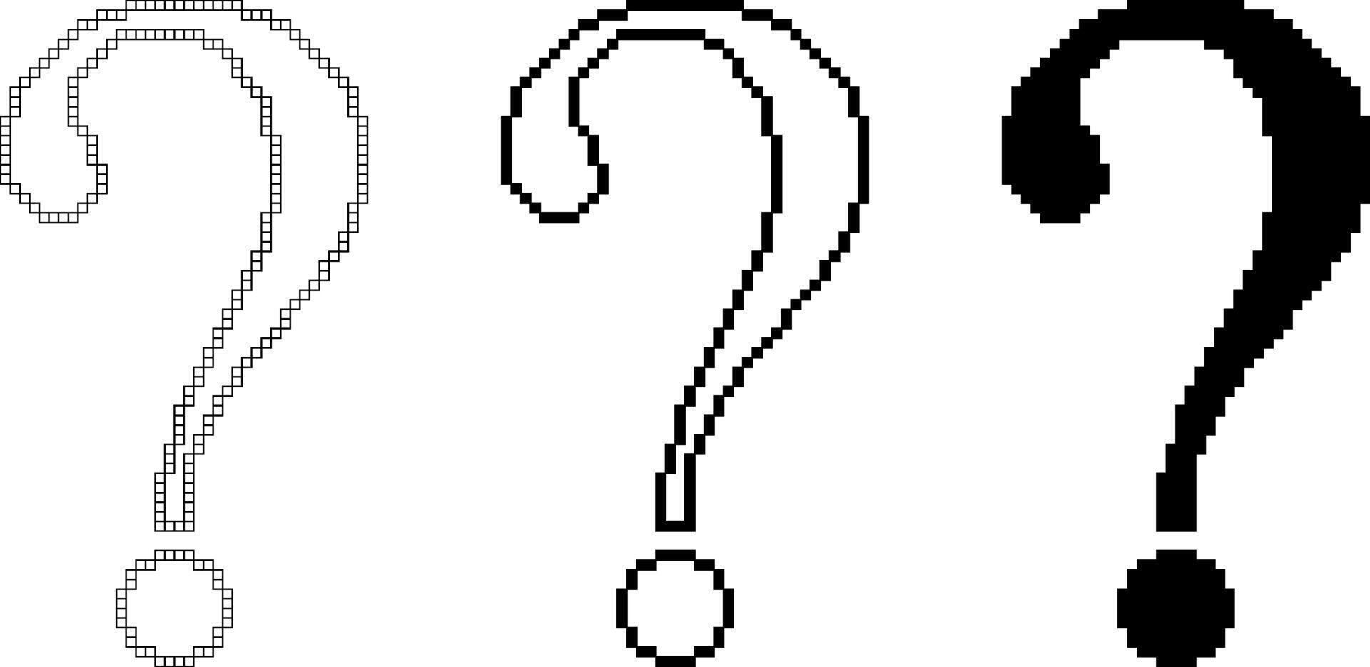 pixel art question mark icon set vector