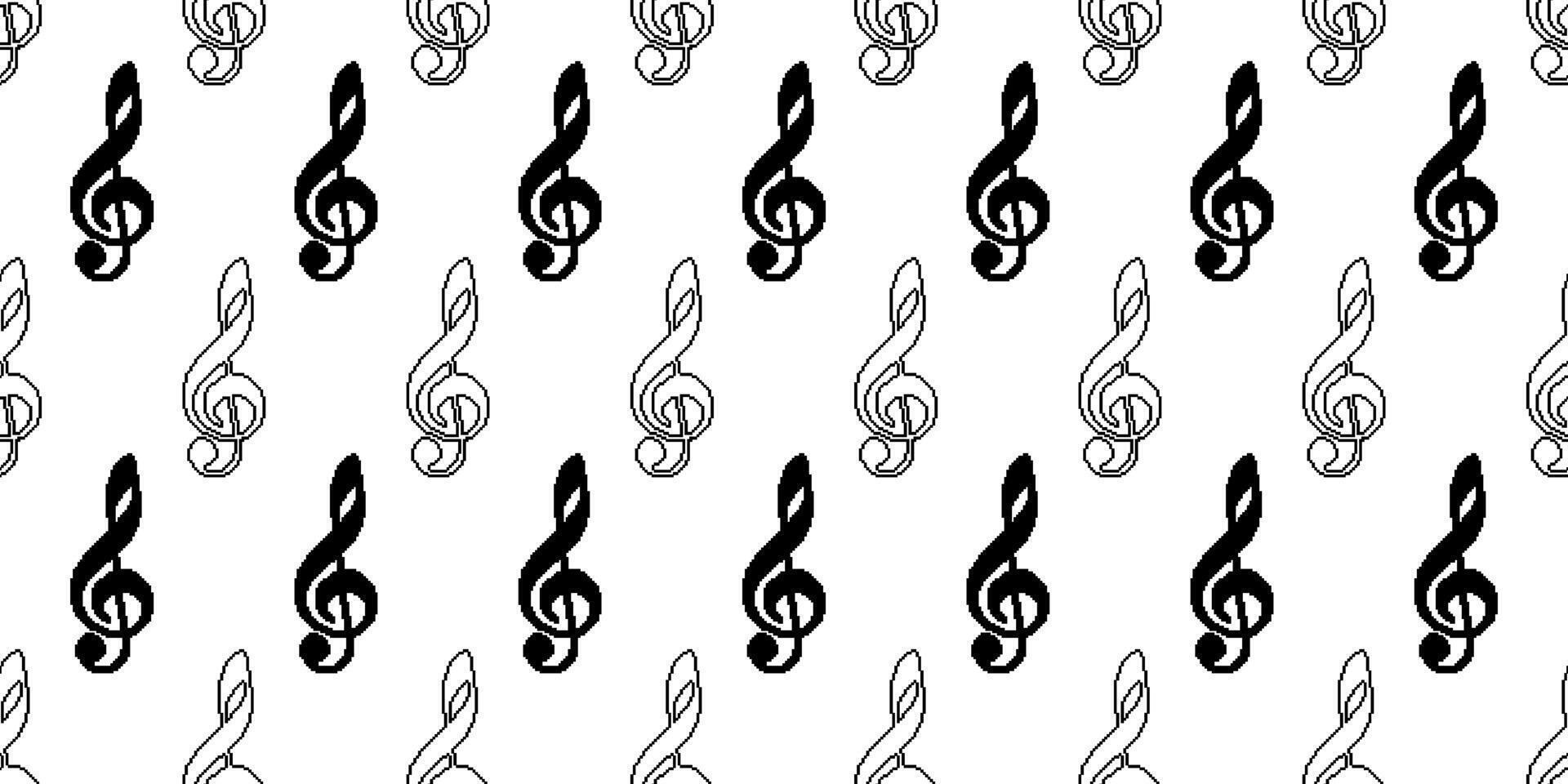 pixel art g clef seamless pattern vector