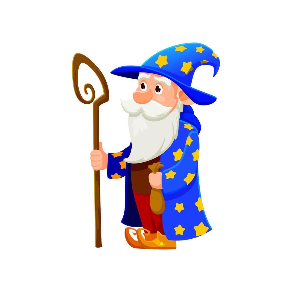 Cartoon gnome astrologer or wizard character vector