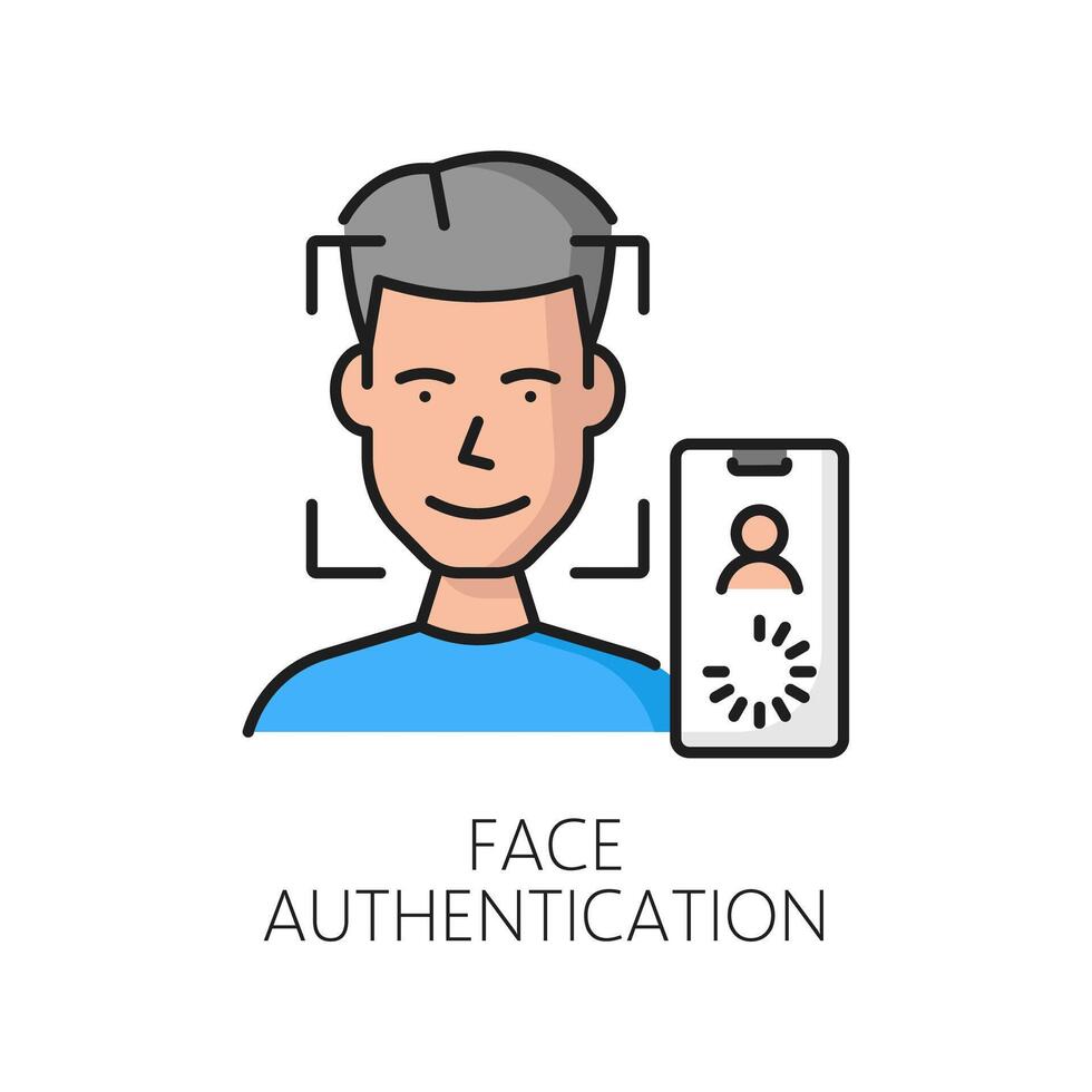 cara autenticación icono, biométrico identificación vector