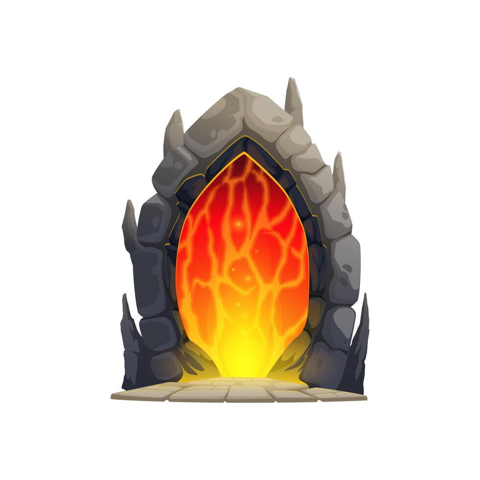 Fantasy game cartoon portal with fiery energy vector