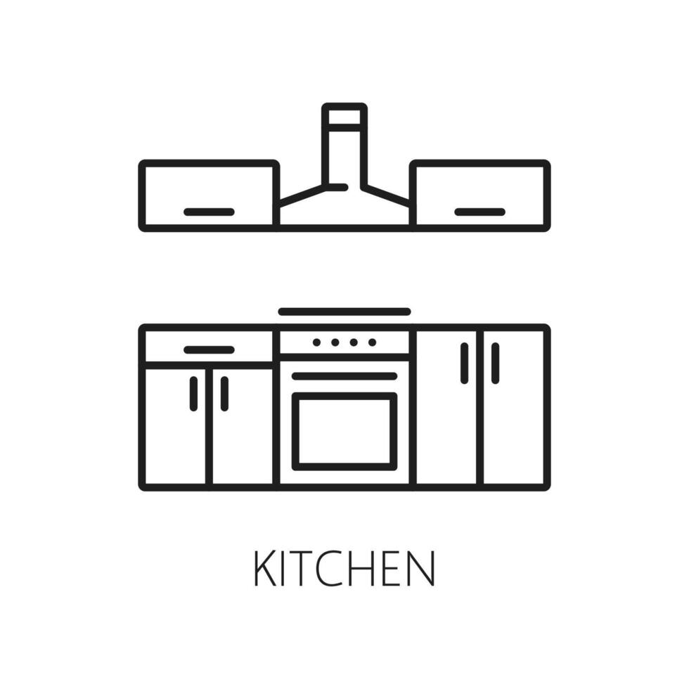 Kitchen furniture, vector hotel service line icon