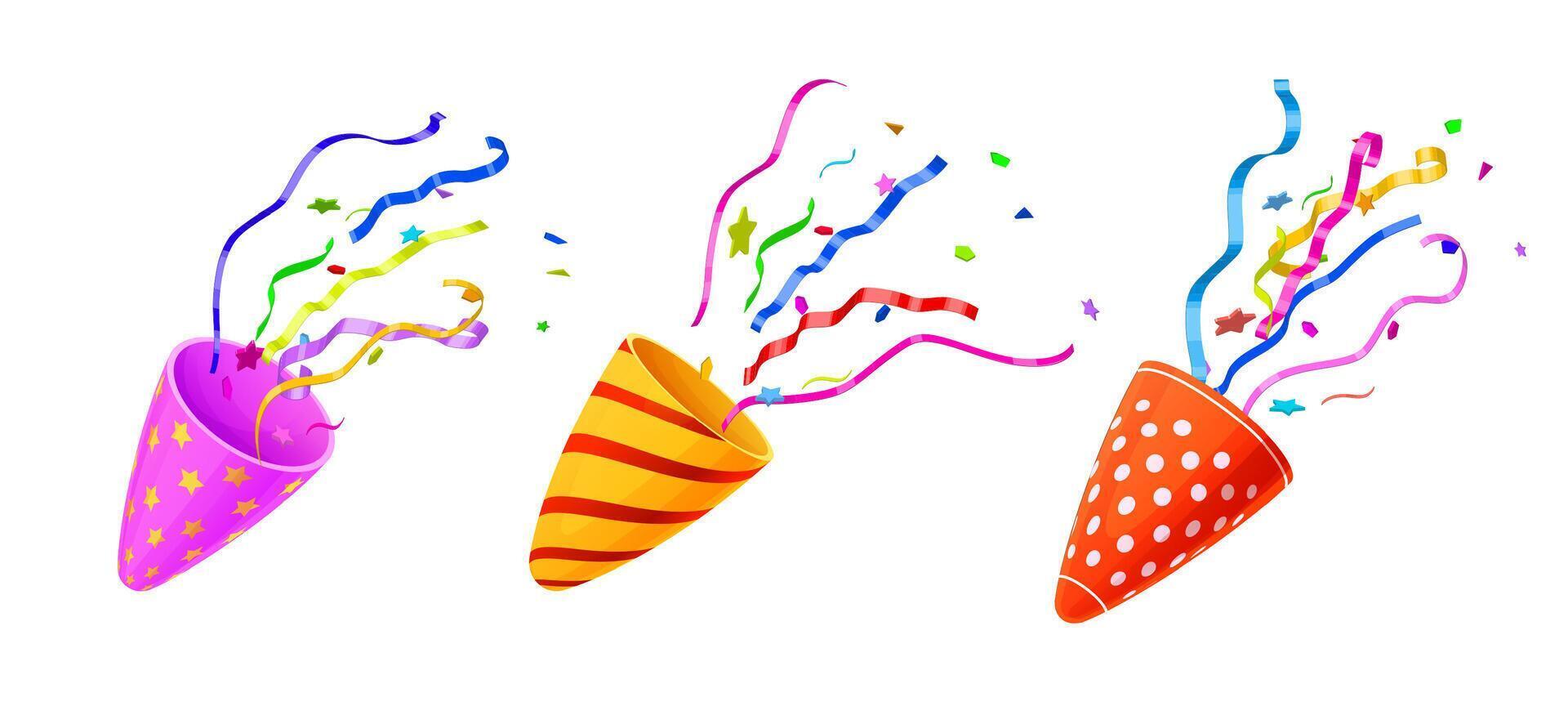 Firecracker, holiday birthday popper with confetti vector